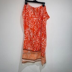 Orange Print wrap scarf Cover-Up Swim Beach‎ Pool Resort Wear